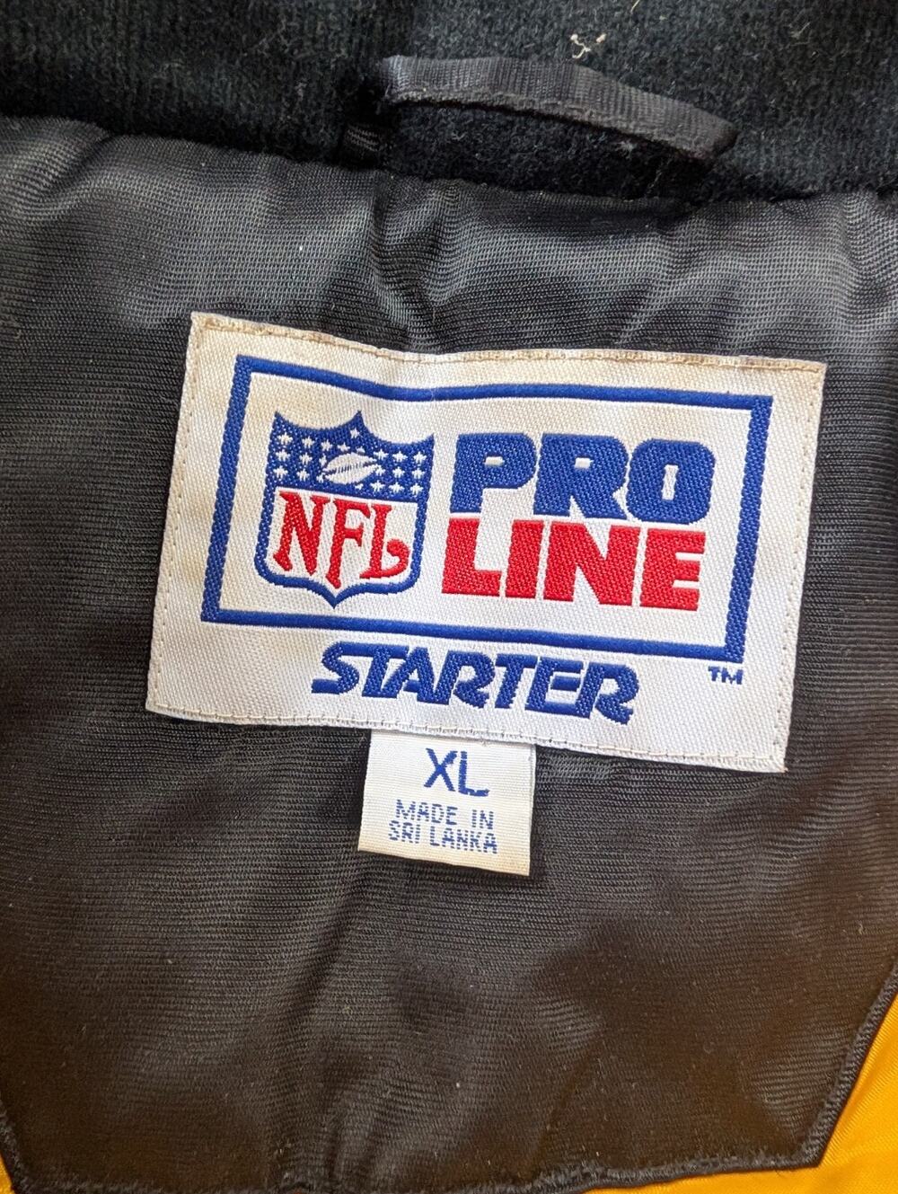Vintage 90s Starter Pittsburgh Steelers NFL Pro Line Jacket XL Black Gold Satin